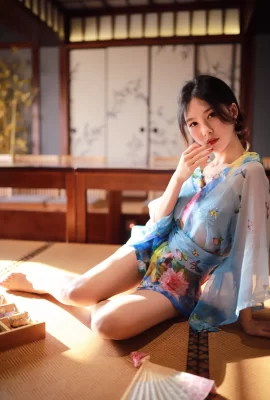 Dou Niang – Le « Kimono Bleu Aqua » de Li Shi révèle le bas du corps et fait battre le cœur des gens (30 Photos)
