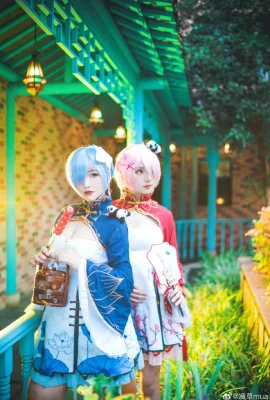 Re : La vie dans un monde différent à partir de zéro, Cheongsam Rem : @爱吃鱼的二物小猫, Ram : @青草mua (9 photos)