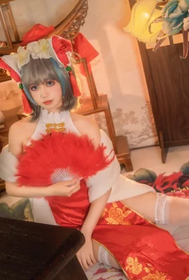 Cheongsam de fan d’Azur Lane Cheshire @lily哩哩丶 (9 photos)