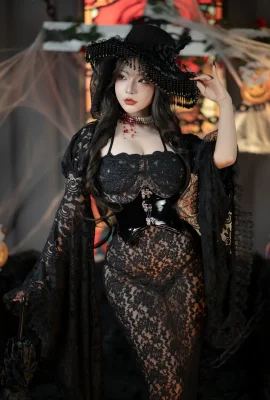 Réseau beauté yuuhui yuhui witch carnival night thème sexy vêtements vides vides en cuir noir sous-vêtements séduisant photo 133p